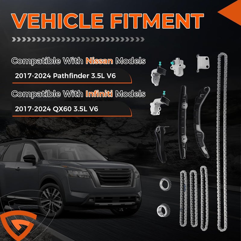 GEARCESS 130286KA0A Engine Timing Chain Kit Fit For Nissan Pathfinder & Fit For Infiniti QX60, 2017-2024 3.5L V6 VQ35DD, Replace 130286KA1B 130706KA1B 130706KA1C 130856KA0A 13091JA10A 130706KA0A 130856KA1B - Image 3